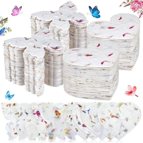 Dunzoom 200 Pcs Plantable Seed Paper Tags Gift,Heart & Butterfly