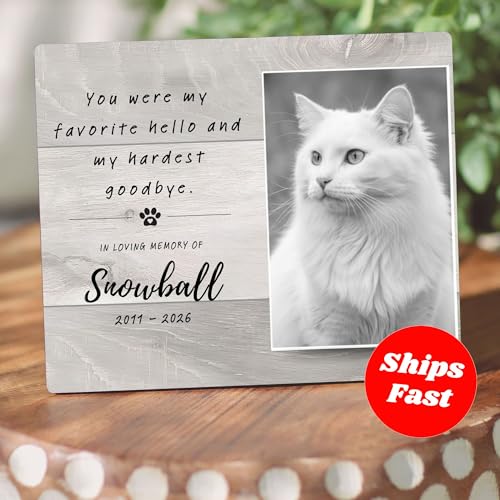 Cat Memorial Gift – Personalized Pet Photo Frame, Custom Cat Loss Keepsake, Cat Remembrance Plaque, Pet Sympathy Gift for Cat Lovers (C) - style: C