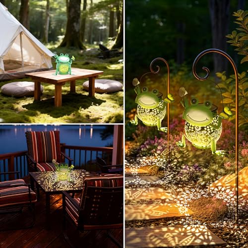 Solar Lantern Outdoor Lights, Cute Metal Solar Frog Lamp with Sound - size: Frog