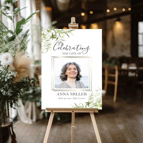 Personalized Funeral Welcome Sign, Celebration Of Life Sign, In Loving Memory Sign, Funeral Welcome Banner, Memorial Sign, Editable Funeral Welcome Sign, Funeral Welcome Sign With Stand #13 - color: Design 13
