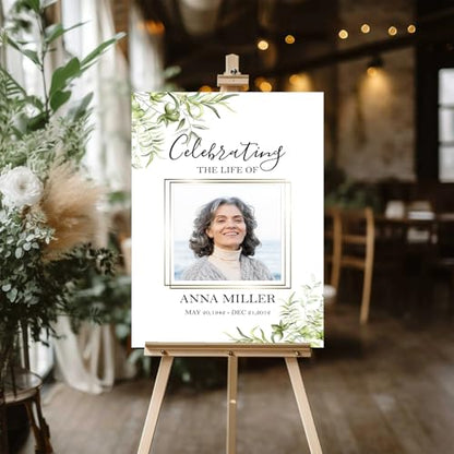 Personalized Funeral Welcome Sign, Celebration Of Life Sign, In Loving Memory Sign, Funeral Welcome Banner, Memorial Sign, Editable Funeral Welcome Sign, Funeral Welcome Sign With Stand #13 - color: Design 13