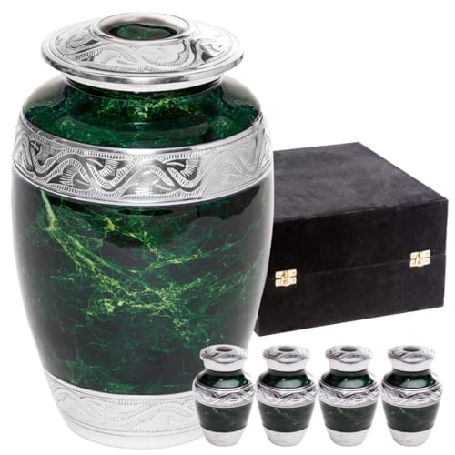 GR8 Keepsakes Classic Green Marble-Finish Cremation Urn Set - color: Green
