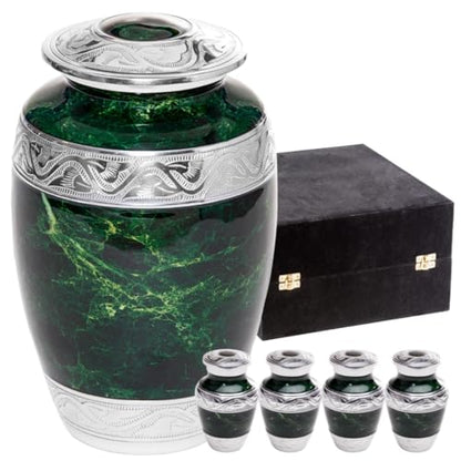 GR8 Keepsakes Classic Green Marble-Finish Cremation Urn Set - color: Green
