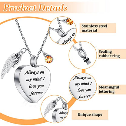 Jexine 10 Pcs Urn Necklace Cremation Jewelry for Men - color: Champagne