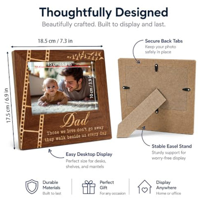 Dad Remembrance Gift, 4x6 Wooden Picture Frame, In Loving Memory Photo Frame, Memorial Gifts for Loss of Dad, They Walk Beside us Every Day Sympathy Picture Photo Frames, 6.9 x 7.3 in - color: Father 03