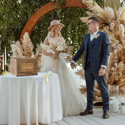 Wooden Wedding Card Boxes for Reception, Vintage Gift Card Box for Party