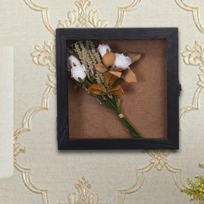 12 x 12 Extra Deep Shadow Box, 4-Inch Exterior Depth, Solid Wood, Black | Solid wood, hinged door, metal latch, extra-deep display for photos, bouquets, pet keepsakes, baby items and wedding mementos - size: 12x12