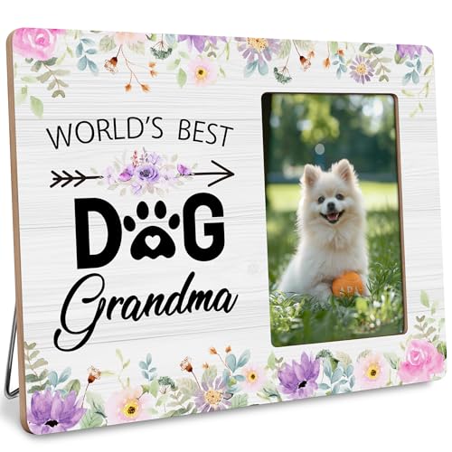 Dog Grandma Picture Frame Gifts, Love Gift for Dog Grandmother, World’s Best Dogs Grandma Frames Fits 4x6 Photo - color: Coral