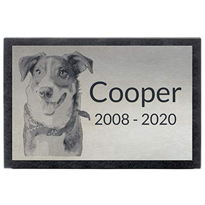 PlaqueMaker Stainless Steel and Granite Memorial Headstone - Markers for Lost Family Members, Infants, Loved Ones, Friends, Dogs, Cats, and Other Family Pets. (12 x 8 x 2) - size: 12 x 8 x 2"