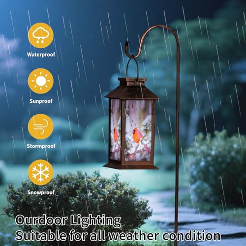 Solar Cardinal Lanterns Outdoor, Waterproof LED Hanging/Tabletop Lights for Patio, Yard, Pathway, Garden Decor