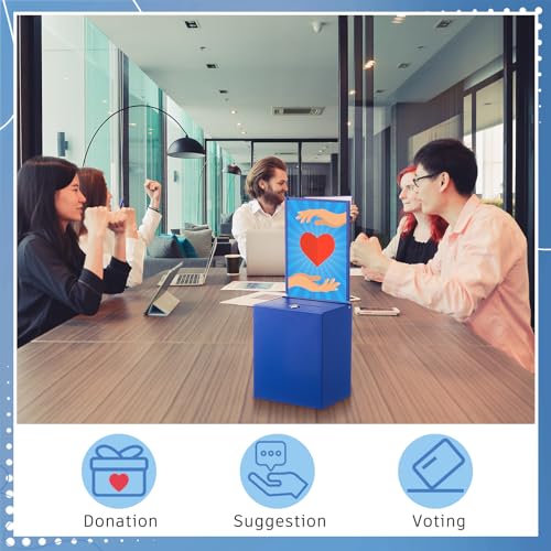 Metal Donation Box for Fundraising,Basic,Blue - color: Blue, style: Basic
