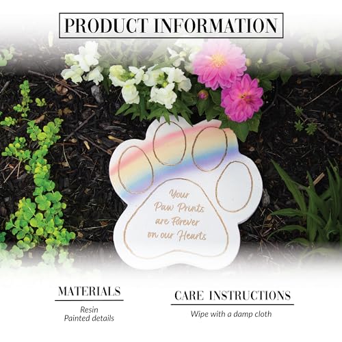 Pavilion Gift Company - Your Paw Prints are Forever On Our Hearts - 11" Pawprint Garden Memorial Stone Pet Cat Dog Bereavement in Memory Memorial Loss of Loved One Gift Animal Companion Present