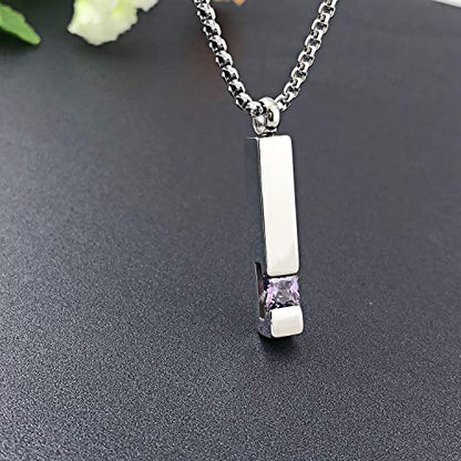YOUFENG Urn Necklaces for Ashes Birthstone Cube Urns for Human Ashes Memorial Cremation Urn Locket Keepsake Ashes Jewelry - style: Silver - June