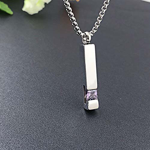 YOUFENG Urn Necklaces for Ashes Birthstone Cube Urns for Human Ashes Memorial Cremation Urn Locket Keepsake Ashes Jewelry - style: Silver - June