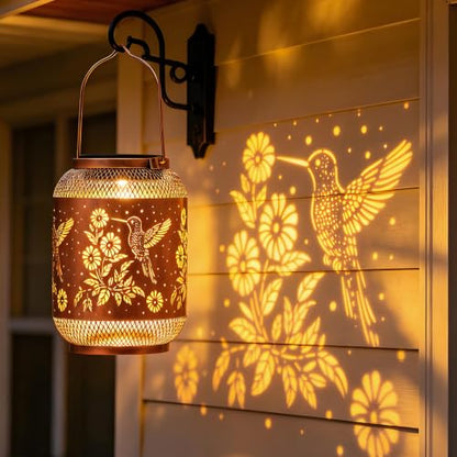 Hummingbird Solar Lantern Outdoor Hanging Solar Garden Light Gift for Women - color: 02-Hummingbird