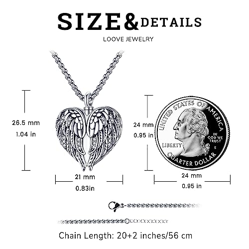 Angel Wings Necklace 925 Sterling Silver Guardian Angel Nurse RN Caduceus Pendant Charm Crystal Angel Jewelry Gifts for Women - style: E-Angel Wings Urn