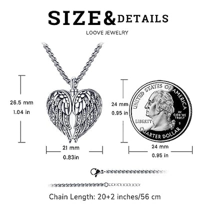 Angel Wings Necklace 925 Sterling Silver Guardian Angel Nurse RN Caduceus Pendant Charm Crystal Angel Jewelry Gifts for Women - style: E-Angel Wings Urn