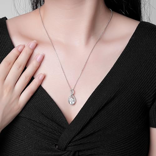 ZOEXUE Infinity Cross Cremation Jewelry - S925 Sterling Silver Cross Urn Necklace for Women - Birthstone Cross with Heart CZ Ashes Keepsake Pendant Memorial Urn Jewelry Gift for A Loss Loved Ones - color: White