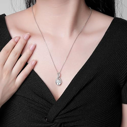 ZOEXUE Infinity Cross Cremation Jewelry - S925 Sterling Silver Cross Urn Necklace for Women - Birthstone Cross with Heart CZ Ashes Keepsake Pendant Memorial Urn Jewelry Gift for A Loss Loved Ones - color: White