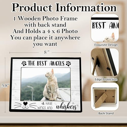 Pet Memorial Gifts, Loss of Cat Sympathy Gift Wooden Photo Frame, Cat Memorial Gifts for Loss of Cat, 4x6 Picture Frame for Tabletop Display Photo Insert - L01 - style: loss of cat 2