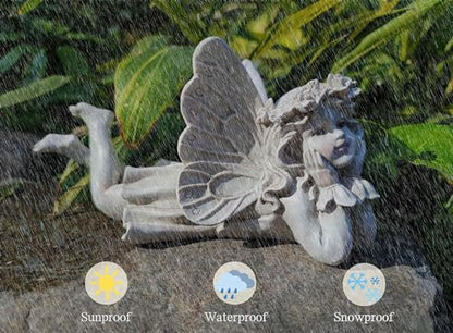 MeritMode Fairy Garden Figurines - Angel Statue with Butterfly - style: fairy Garden statue