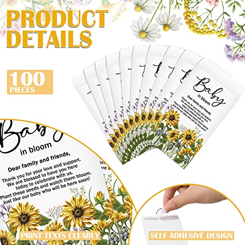 Fumete 100 Pcs Baby Shower Seed Packet Adhesive Envelopes, Sunflower - style: Sunflower