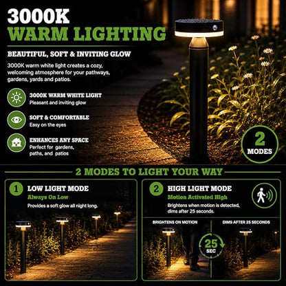 Solar Landscape Lights, Motion Sensor, 2 Modes, 55h Runtime, 4pk - size: In-Ground/Deck - 4 Pack