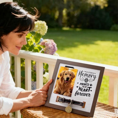 Pet Memorial Frame with Collar Holder, Personalized Dog & Cat Loss Keepsake | Honor your beloved pet with a personalized memorial frame featuring a collar holder, photo display, and lasting keepsake.