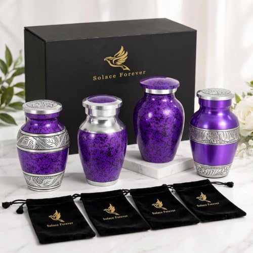 Small Urns for Human Ashes - Elegant Keepsake Cremation Urns - Purple - color: Purple