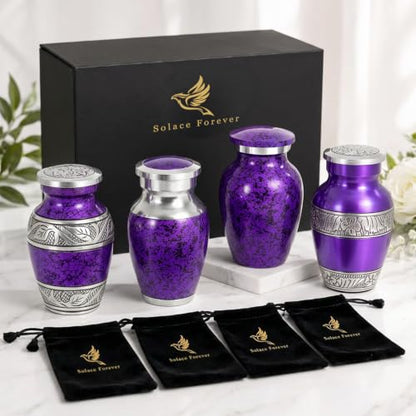 Small Urns for Human Ashes - Elegant Keepsake Cremation Urns - Purple - color: Purple