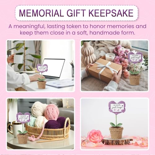 Sympathy Gifts for Loss of Loved One - Handmade Crochet Mini Heart Hugging, No Words, Just Hugs... Memorial Gifts, Bereavement Gift Idea for Loss of Mom, Dad, or Loved One