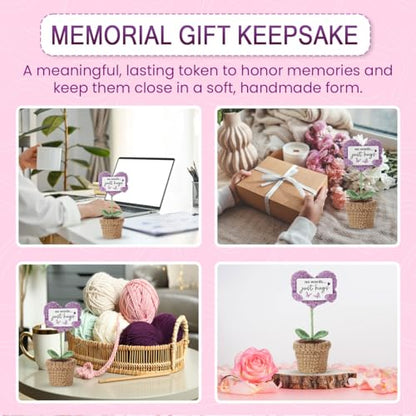 Sympathy Gifts for Loss of Loved One - Handmade Crochet Mini Heart Hugging, No Words, Just Hugs... Memorial Gifts, Bereavement Gift Idea for Loss of Mom, Dad, or Loved One