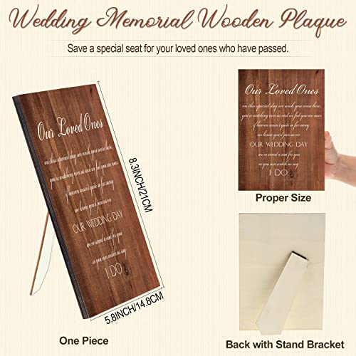 5 Pcs Memorial Table Sign for Wedding Memorial Chair Sign Wooden Wedding Table Plaque with Bracket in Memory of Loved Ones Who Died in Heaven Seat Chair Signage for Sympathy Gifts(Woodgrain Style) - style: Woodgrain Style