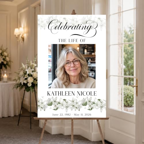 Greenery Funeral Welcome Sign, Memorial Welcome Sign, Celebration of Life Welcome Sign, Celebration Of Life Signs - color: #Version 18