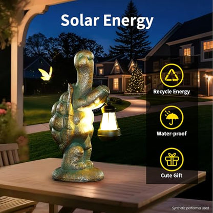 17-Inch Solar Turtle Garden Statue with LED Lantern Outdoor Decor - style: 17in Solar Turtle