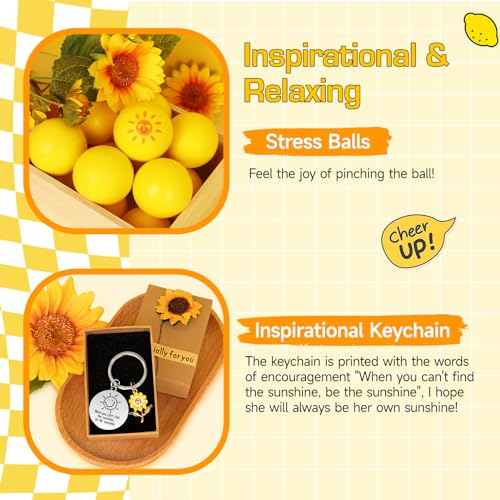 Gift Baskets for Women, 10pcs Unique Birthday Gifts for Women, Best Friend Birthday Christmas Gift, Get Well Soon Gift Basket Sending Sunshine Cheer Up Box for Sister Friendship - BRIGHTEN UP HER DAY - color: Yellow