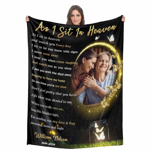 Custom Memorial Blanket with Photo - Sympathy Gift for Loss of Loved One - color: Style 13