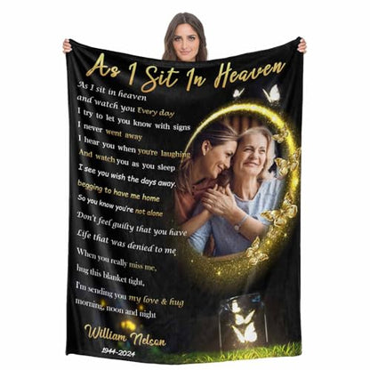 Custom Memorial Blanket with Photo - Sympathy Gift for Loss of Loved One - color: Style 13