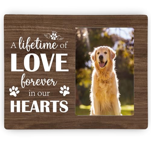 Pet Dog Memorial Picture Frame, A Lifetime of Love Forever in Our Hearts Wooden Photo Frame Gifts for Loss of Dog, 4x6 inch Photo - style: A Lifetime of Love Forever in Our Hearts