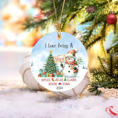 I Love Being A Mimi Snowman Ornament, Personalized Grandmother Christmas 2025, Custom Xmas With Grandkids Name, Gift for Grandma Nana From Grandchild - color: I Love Being a Mimi Ornament