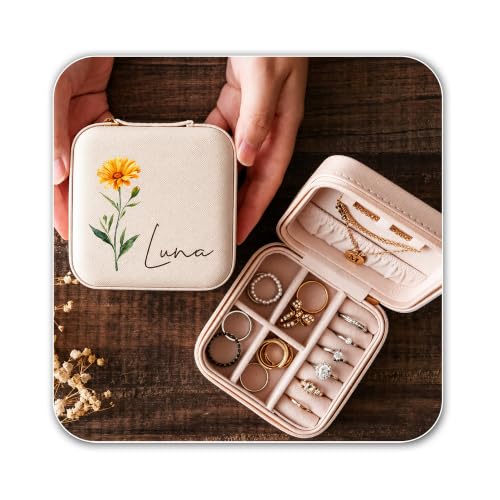 Ajiangwu Bridesmaid Gifts,Personalized Travel Jewelry Case with Custom Name,Small Jewelry Organizer for Rings, Necklaces, Bracelets, Earring,Bridesmaid Proposal Gifts Ideas - color: Design 2