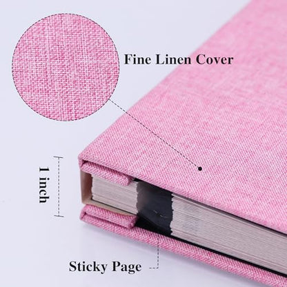 Vienrose Large Photo Album Self Adhesive for 4x6 8x10 Pictures Linen Scrapbook Album DIY 40 Blank Pages with A Metallic Pen | Linen Cover, Scrapbook, Fits 4X6 8X10 Pictures, Metallic Pen Included, Diy - color: Pink, size: 11"x10.6" 40Pages