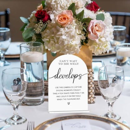 Acrylic Wedding Sign Can't Wait to See What Develops Sign for Wedding Wedding Signs for Ceremony Modern Calligraphy Arch Acrylic Table Top Sign for Wedding Reception and Event Party Table(white） - color: Can't Wait to See What Develops