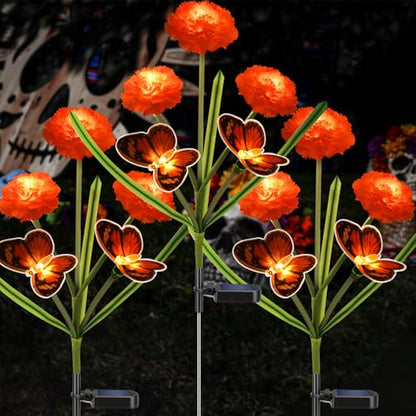 Dia de Los Muertos Decorations Outdoor Solar Powered Marigold Flower Lights - style: Marigolds