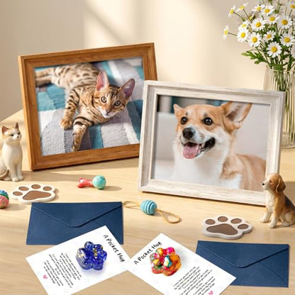 EYxsaxenk Loss of Pet Sympathy Gift Rainbow and Blue Mini Paw Pocket Hug | Loss of dog cat mini keepsake, Memorial card & envelope, Remembrance pet sympathy gift for pet lover, Adult stress relief toy - color: Colorful & Blue