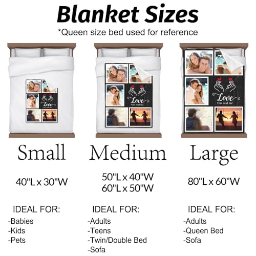 Printwoo Custom Blankets with Photos, Personalized Photo Blankets Using My Own Photo, Personalized Gifts for Boyfriends Girlfriends Dad Mom - color: 5 Photos-2
