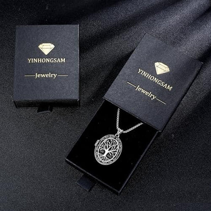 925 Sterling Silver Pictures Locket Necklace for Women Men - color: Black plated 9