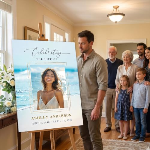 Custom Ocean Celebration of Life Welcome Sign with Photo Memorial Funeral - color: Sign 10