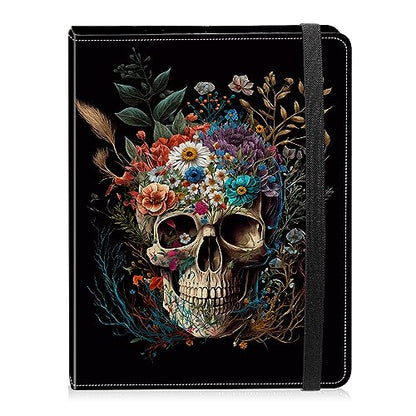 Photo Album 4x6 Photos - 60 Photos Capacity PU Leather Cover Photo Album with Strong Elastic Band, Portable Picture Album for Family Wedding Wedding Anniversary, Flower Skull Aesthetic - color: Flower Skull Aesthetic