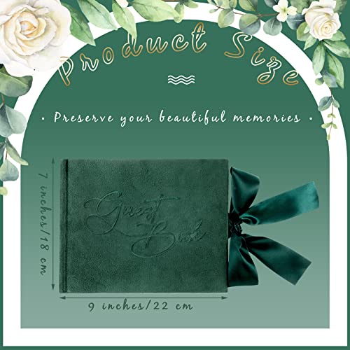 Panelee Wedding Guest Book with Pen, Green Velvet Guest Book 144 Page - color: Green